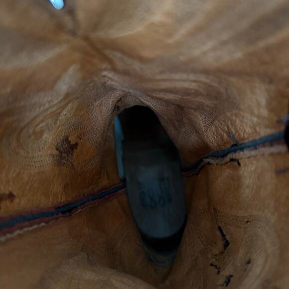 Lucchese 1883 Leather Cowboy Boots Wide Width Mens Western 8.5 Black Cherry Red - Picture 12 of 16